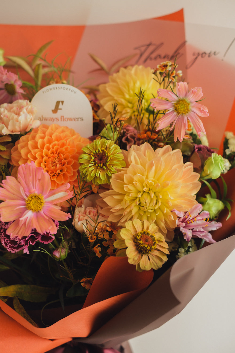 ◆9/24-10/31お届け限定◆Message Bouquet／メッセージブーケ　アンバーサンセット／生花・花束