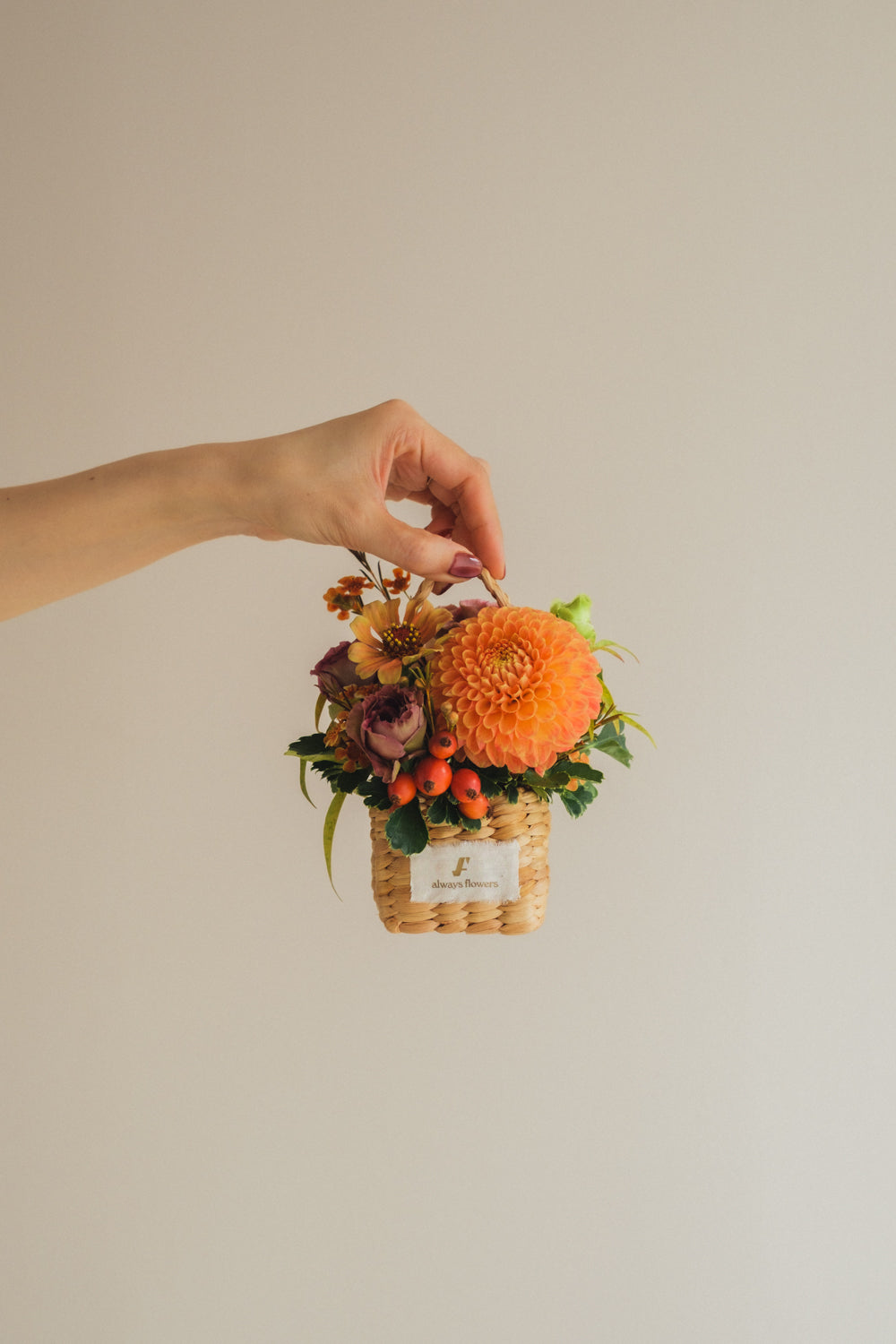 ◆9/24-10/31お届け限定◆Flower BAG No.3 ／スクエアカゴバッグ　オータムパレット／生花