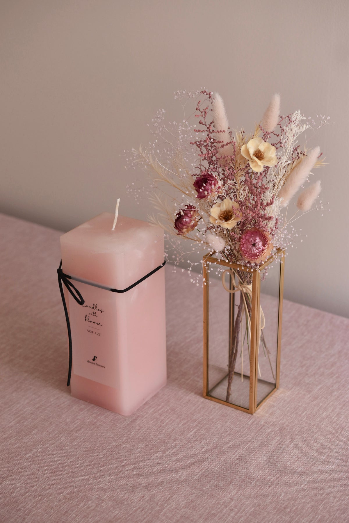 ◆NEW◆Candle&amp;Dried Bouquet／キャンドル&amp;ドライブーケセット　ローズべべ