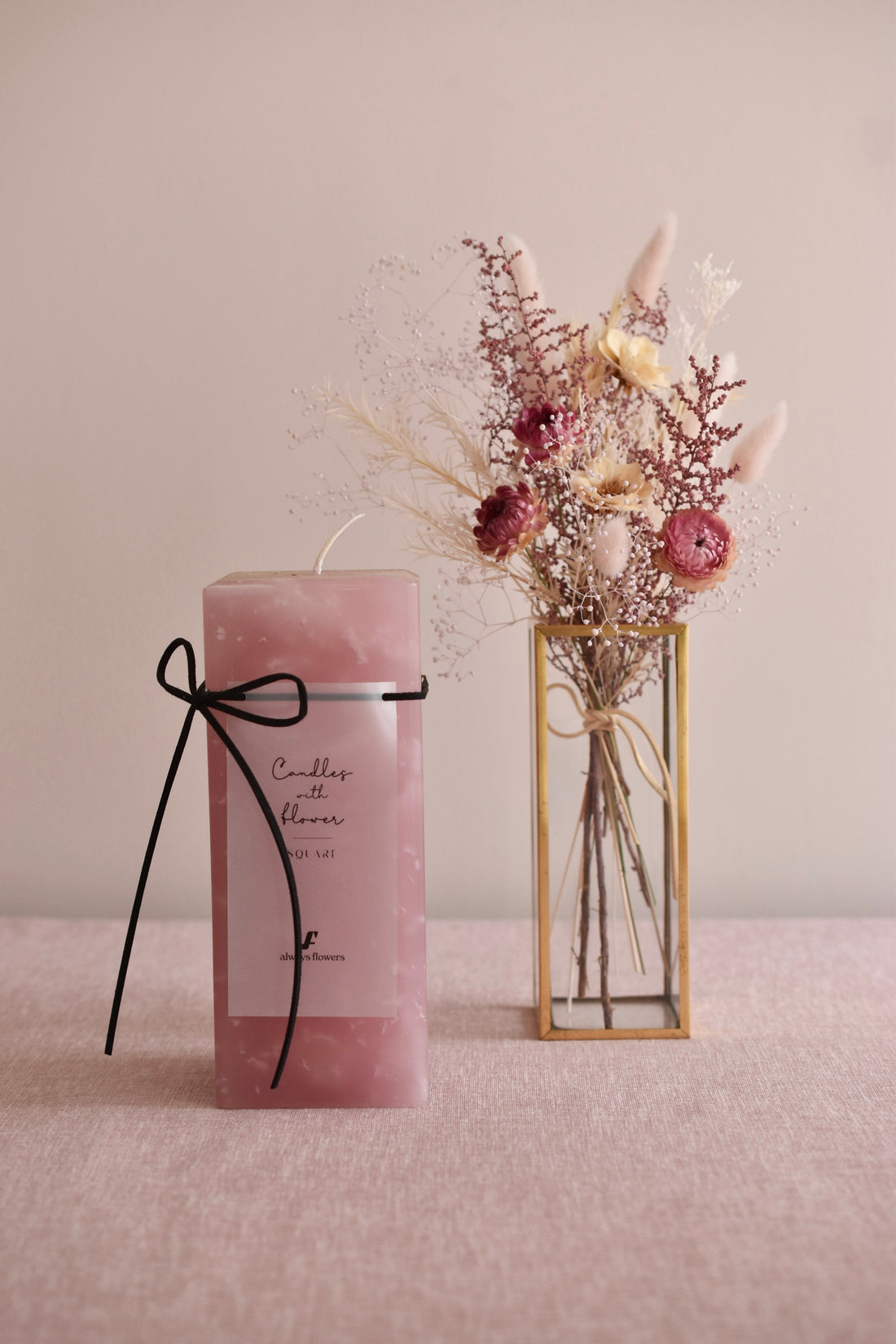 ◆NEW◆Candle&amp;Dried Bouquet／キャンドル&amp;ドライブーケセット　ローズドラジェ