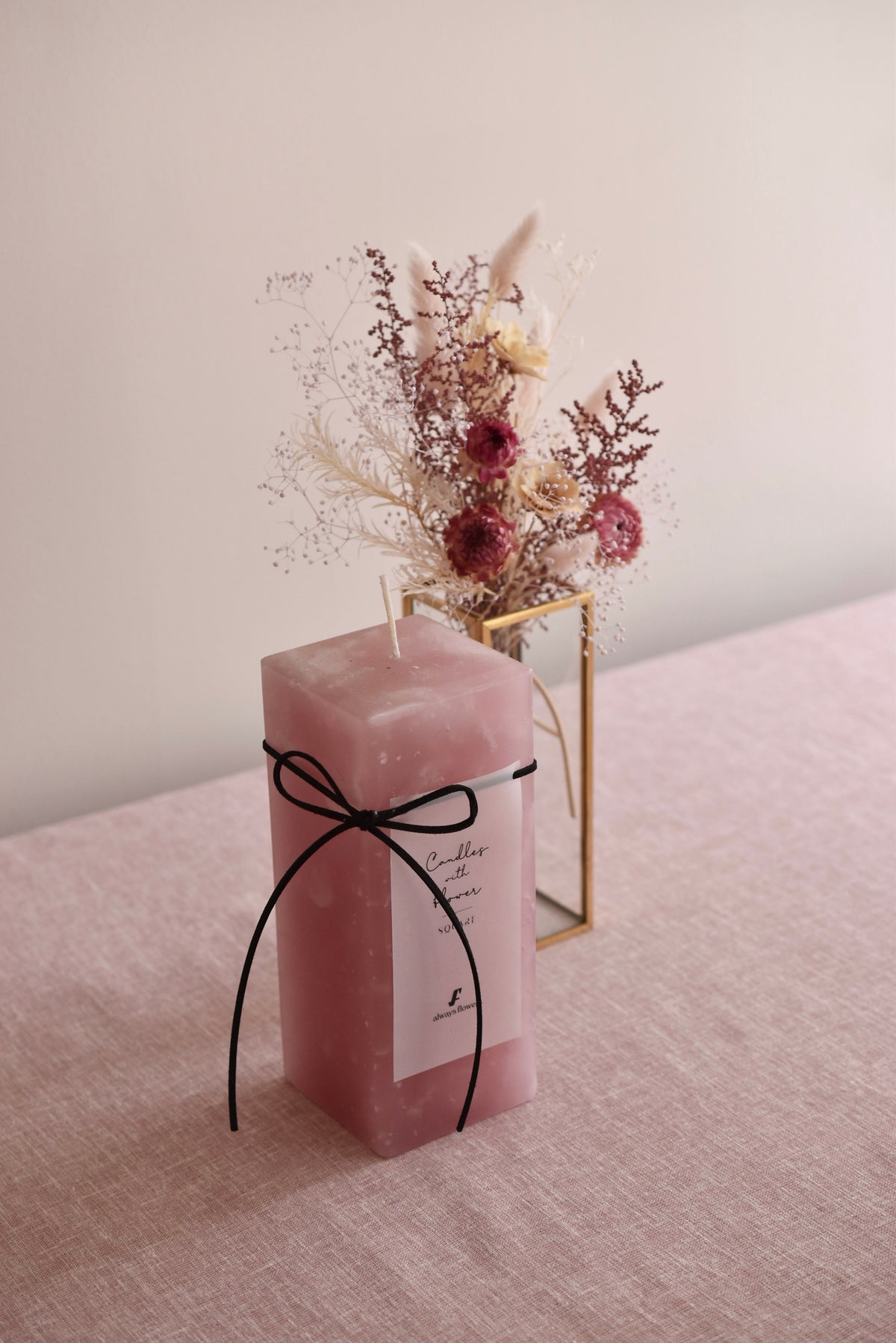 ◆NEW◆Candle&amp;Dried Bouquet／キャンドル&amp;ドライブーケセット　ローズドラジェ