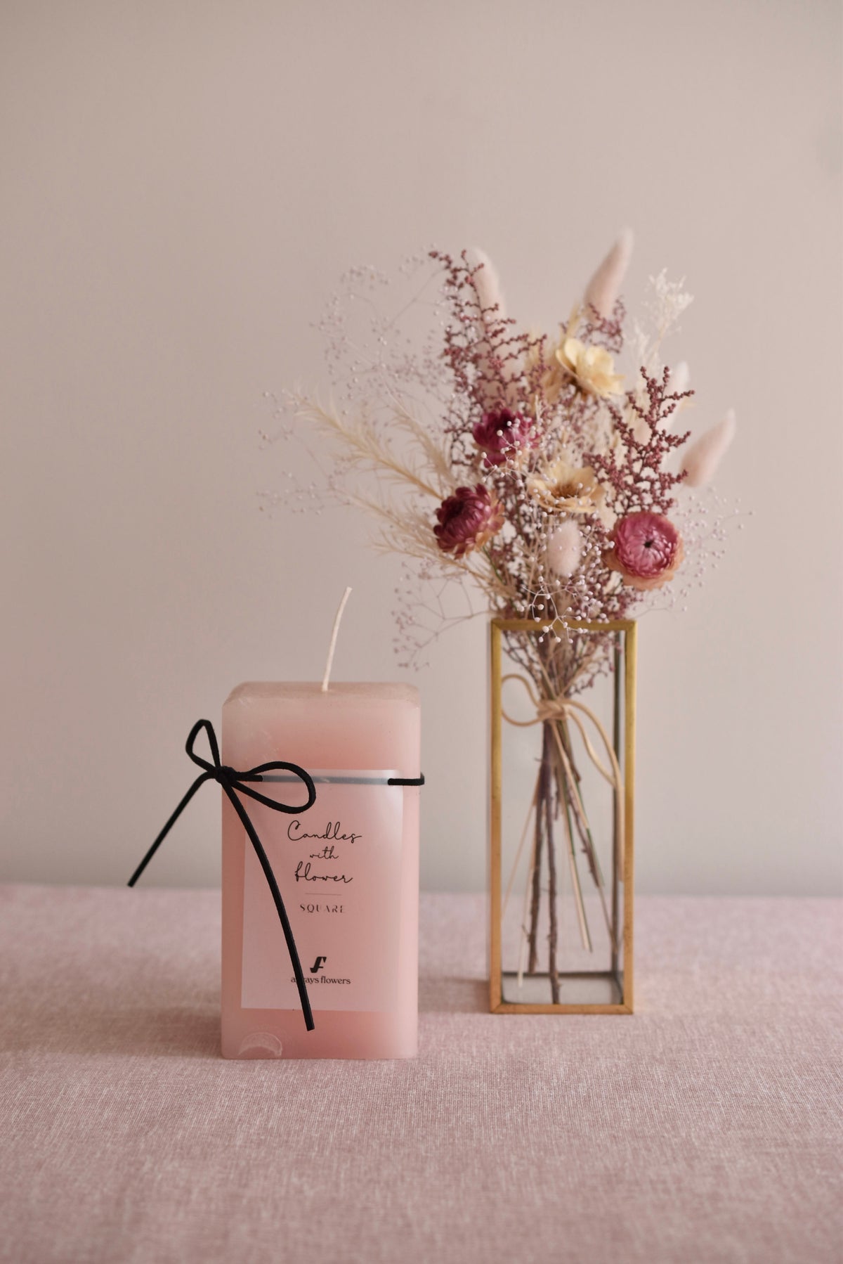 ◆NEW◆Candle&amp;Dried Bouquet／キャンドル&amp;ドライブーケセット　ローズべべ