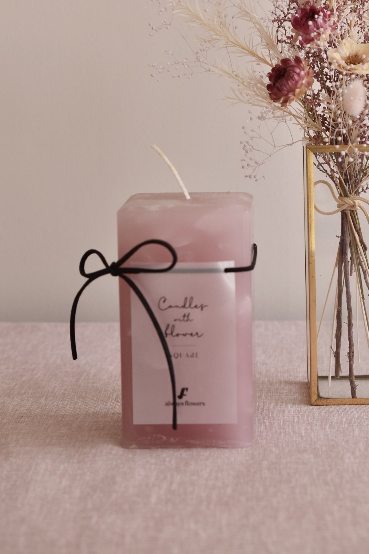 ◆NEW◆Candle&amp;Dried Bouquet／キャンドル&amp;ドライブーケセット　ローズドラジェ