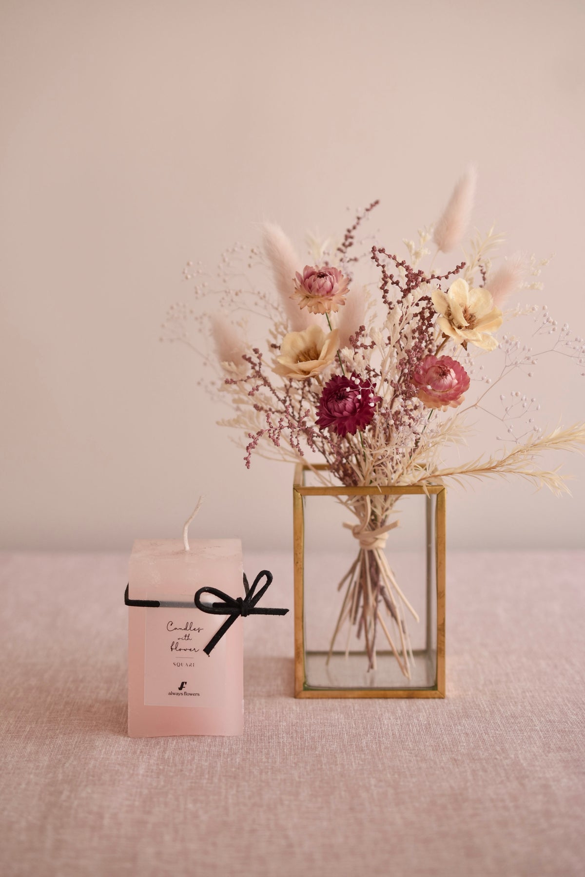 ◆NEW◆Candle&amp;Dried Bouquet／キャンドル&amp;ドライブーケセット　ローズべべ