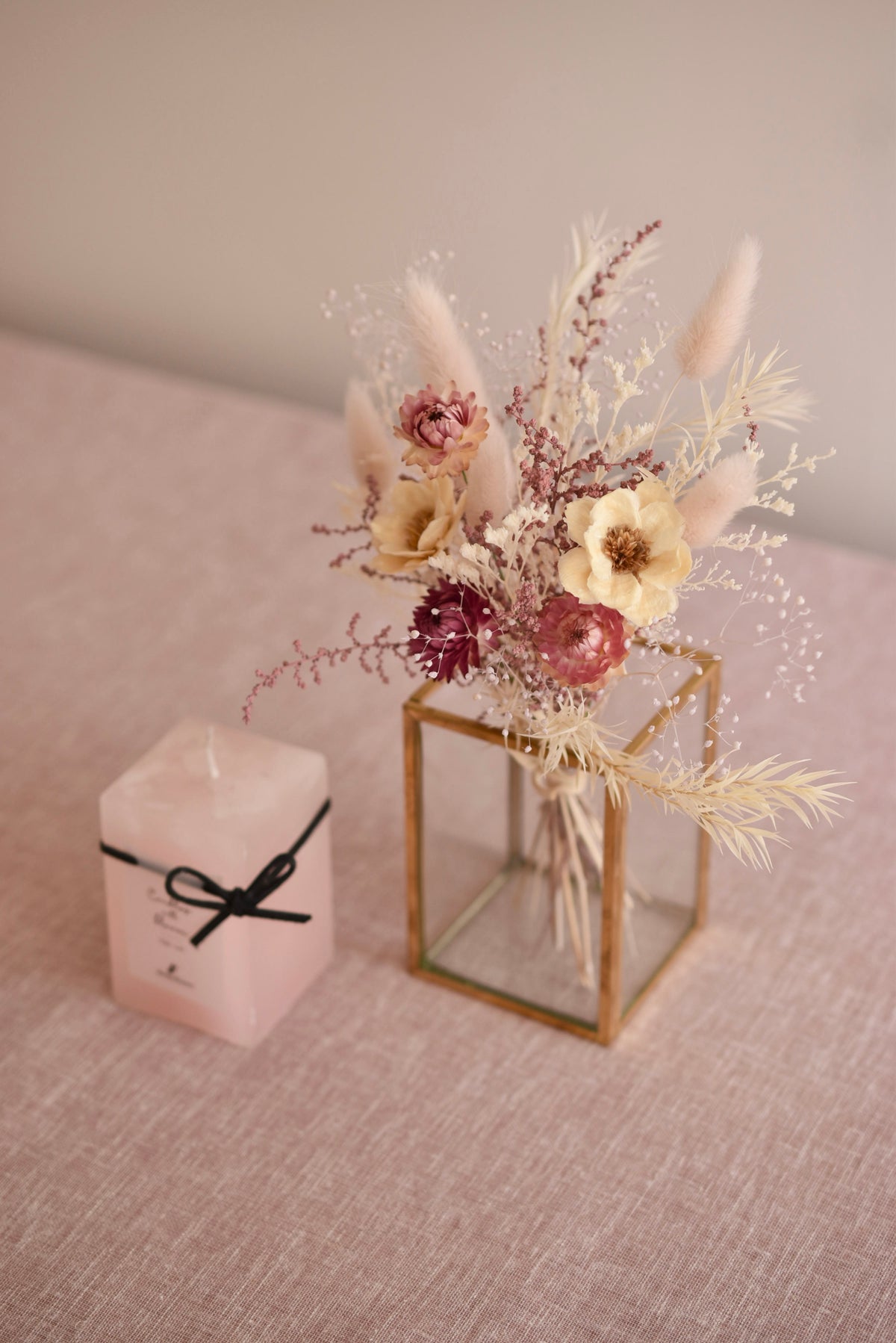 ◆NEW◆Candle&amp;Dried Bouquet／キャンドル&amp;ドライブーケセット　ローズべべ