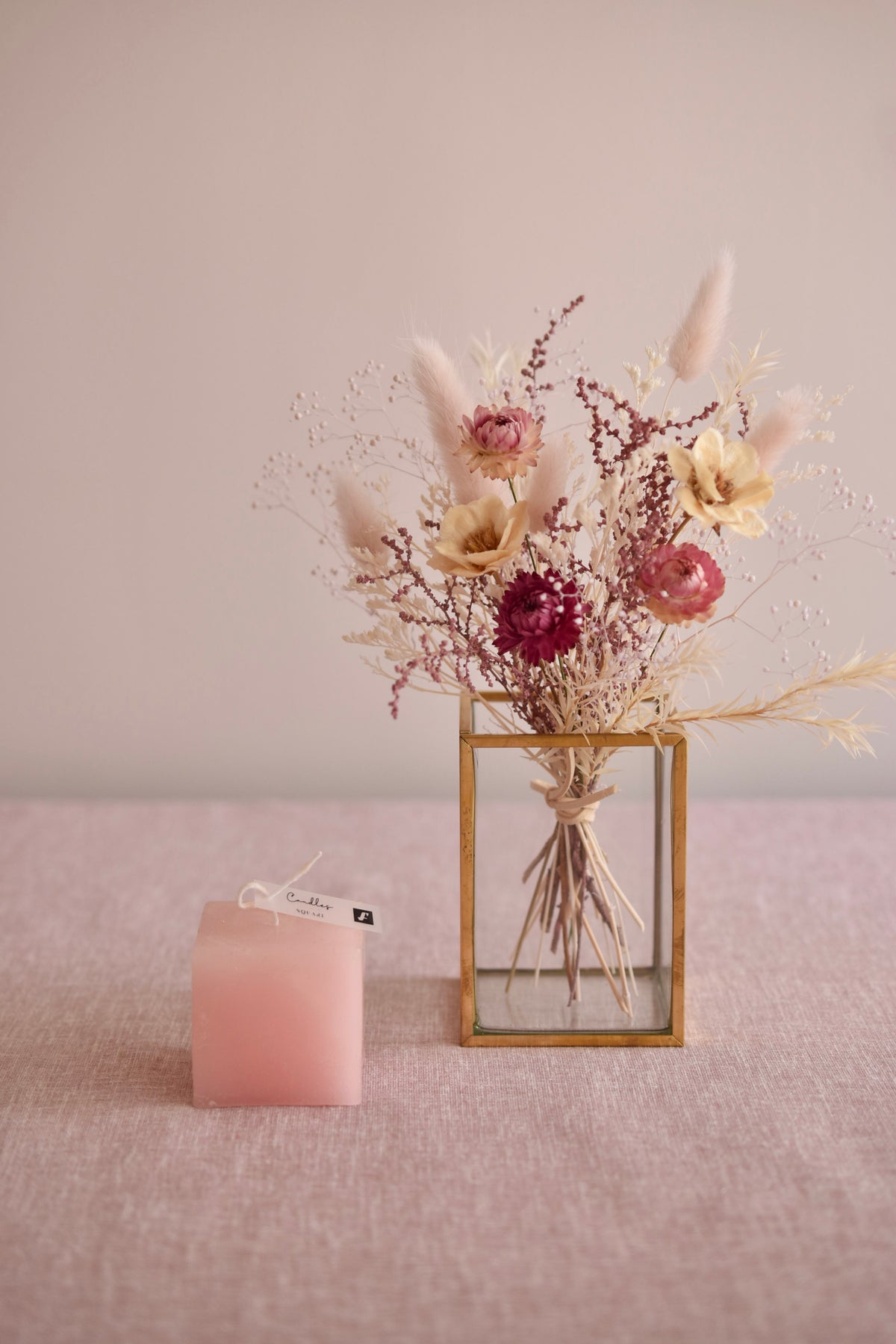 ◆NEW◆Candle&amp;Dried Bouquet／キャンドル&amp;ドライブーケセット　ローズべべ