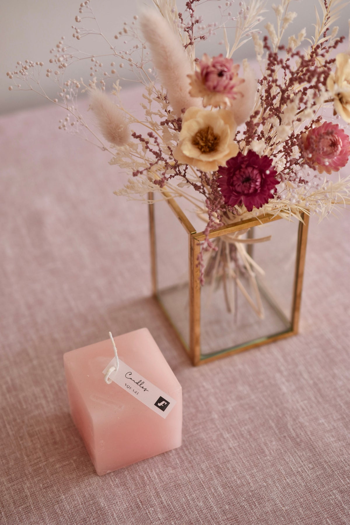 ◆NEW◆Candle&amp;Dried Bouquet／キャンドル&amp;ドライブーケセット　ローズべべ
