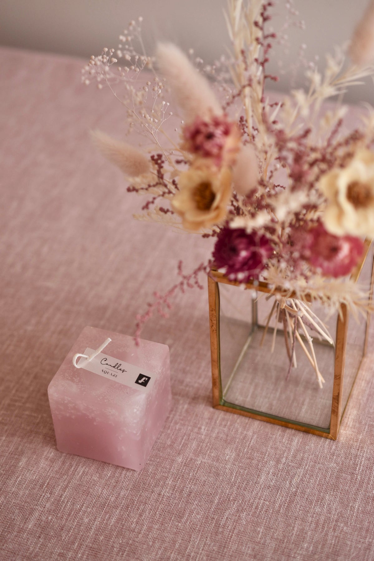 ◆NEW◆Candle&amp;Dried Bouquet／キャンドル&amp;ドライブーケセット　ローズドラジェ