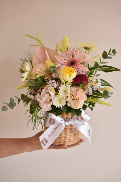 ◆NEW◆Pillar Basket／ピラーバスケット　パステルフェット／生花
