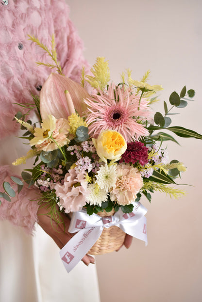 ◆NEW◆Pillar Basket／ピラーバスケット　パステルフェット／生花