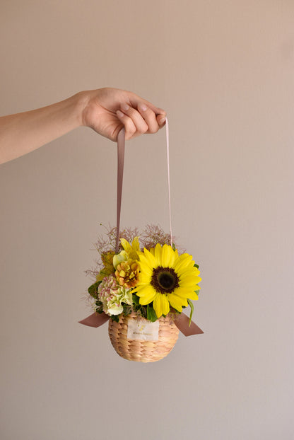 ◆6/2-7/31お届け限定◆Flower BAG No.2／フラワーバッグアレンジ　イエロースモーク／生花