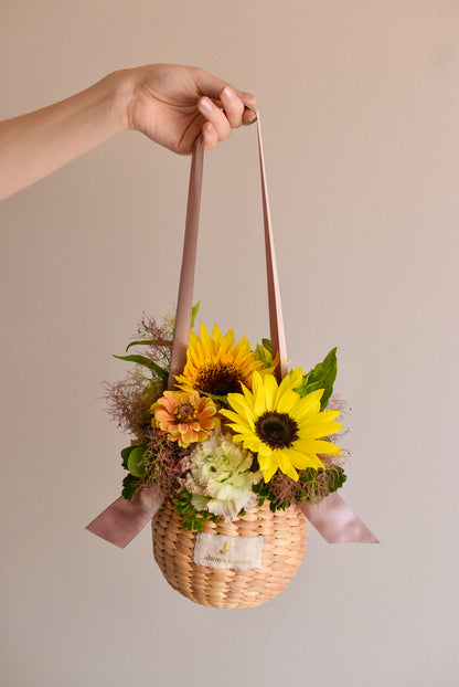 ◆6/2-7/31お届け限定◆Flower BAG No.2／フラワーバッグアレンジ　イエロースモーク／生花