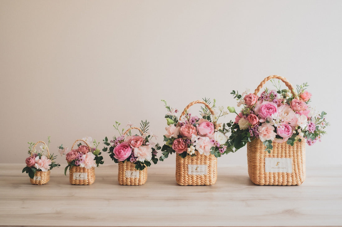 Flower BAG No.3 /スクエアカゴバッグ ピンクガーデン/生花