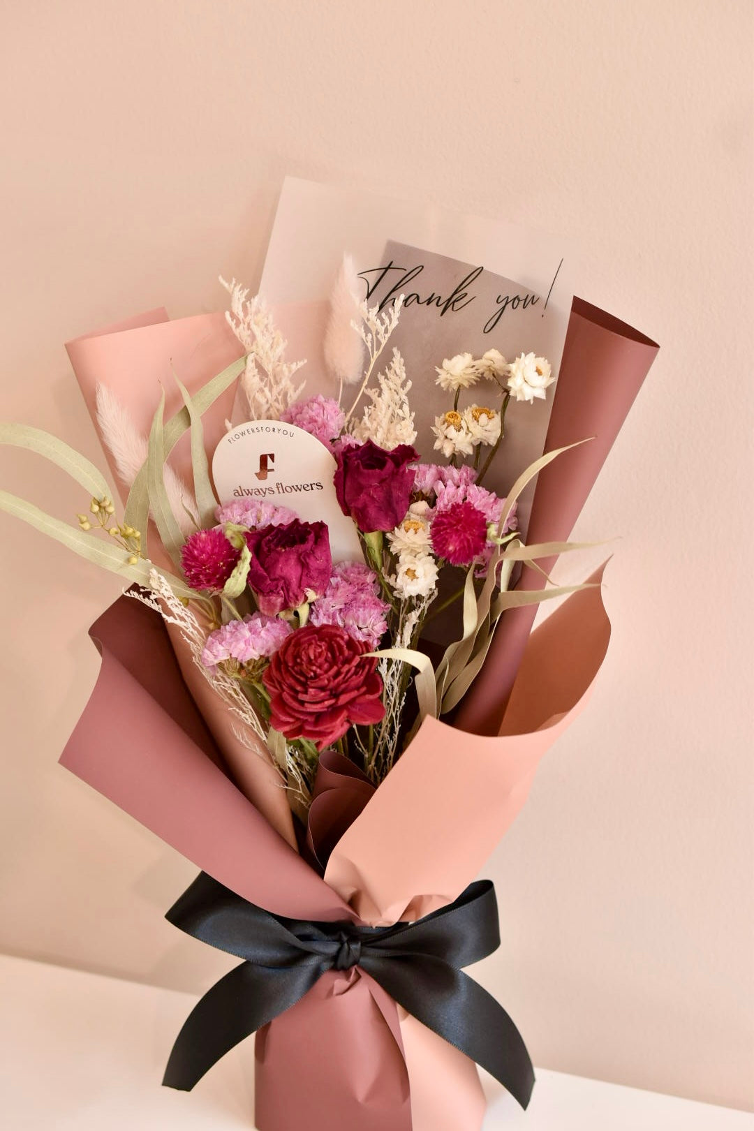 Message Bouquet &amp; Flower Vase／メッセージブーケ＆花器セット ヴィンテージレッド／ドライ・プリザーブドフラワー