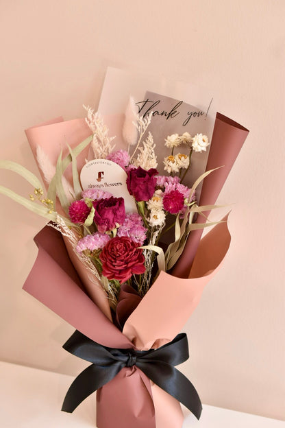 Message Bouquet &amp; Flower Vase／メッセージブーケ＆花器セット ヴィンテージレッド／ドライ・プリザーブドフラワー