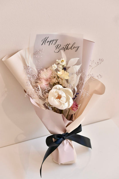 Message Bouquet &amp; Flower Vase／メッセージブーケ＆花器セット クラシックピンク／ドライ・プリザーブドフラワー