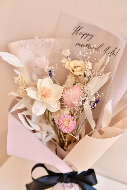 Message Bouquet &amp; Flower Vase／メッセージブーケ＆花器セット クラシックピンク／ドライ・プリザーブドフラワー