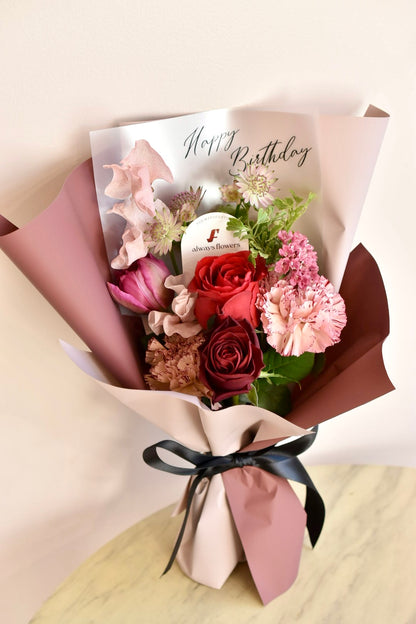 Message Bouquet &amp; Flower Vase／メッセージブーケ＆フラワーベースセット／モーヴピンク