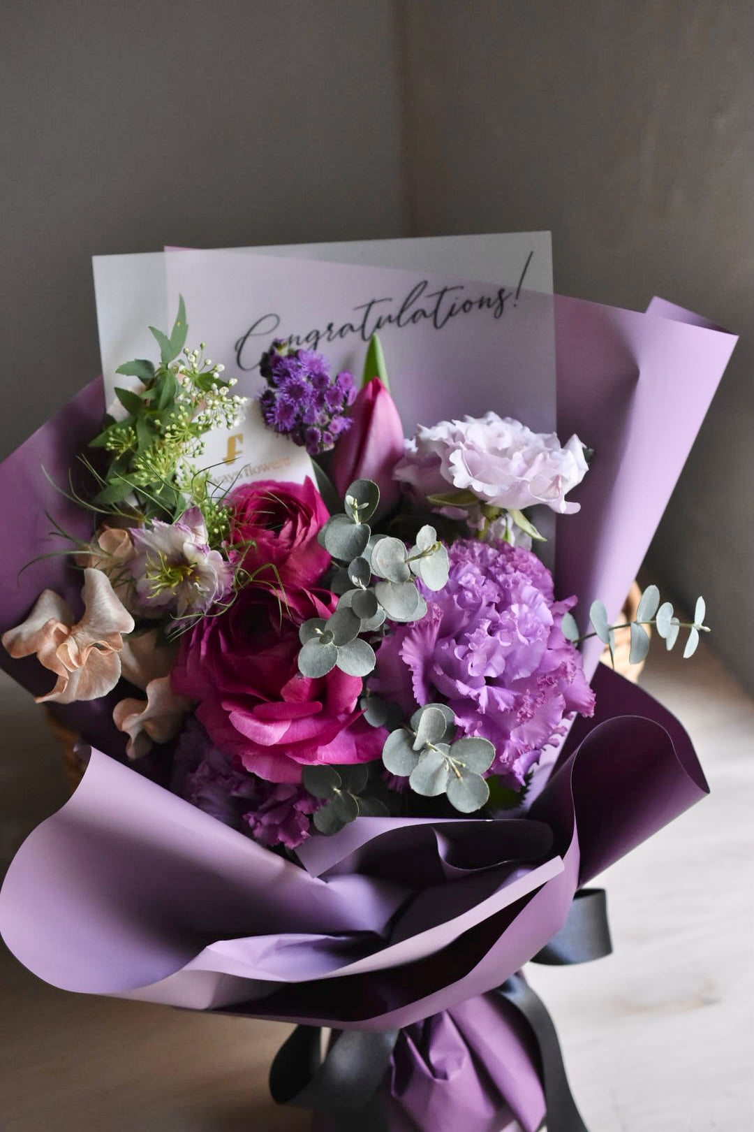 ◆母の日対象◆Message Bouquet／メッセージブーケ　パープル／生花・花束