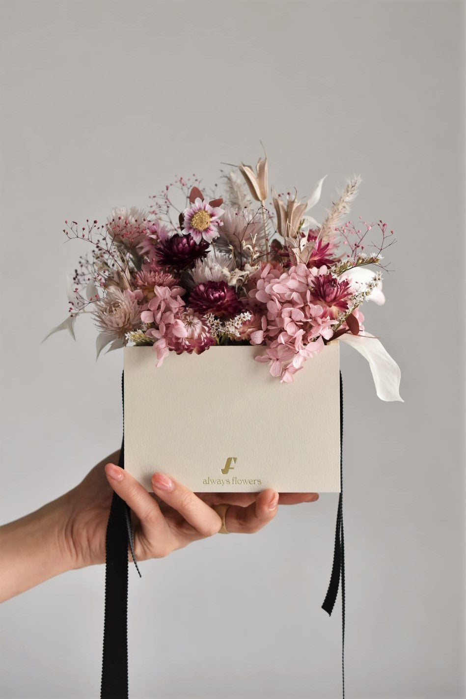 Flower BAG No.1/フラワーバッグアレンジ スモーキーピンク/ドライ&プリザーブドフラワー