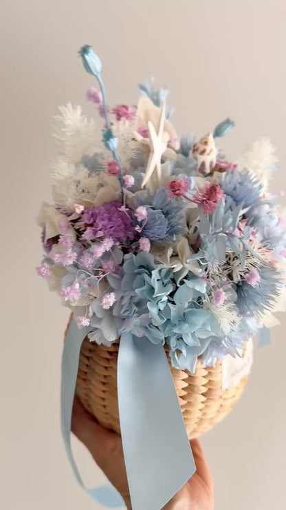 ◆季節限定◆Flower BAG No.2／カゴバッグアレンジ　シーマジック／ドライ&amp;プリザーブドフラワー