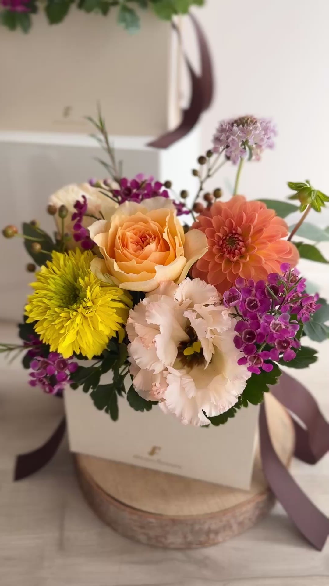 ◆10/8-11/15お届け限定◆Flower BAG No.1／フラワーバッグアレンジ　レヨン・ダンブル／生花