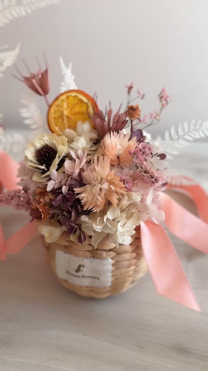 ◆季節限定◆Flower BAG No.2／カゴバッグアレンジ　オータムグロー／ドライ&amp;プリザーブドフラワー