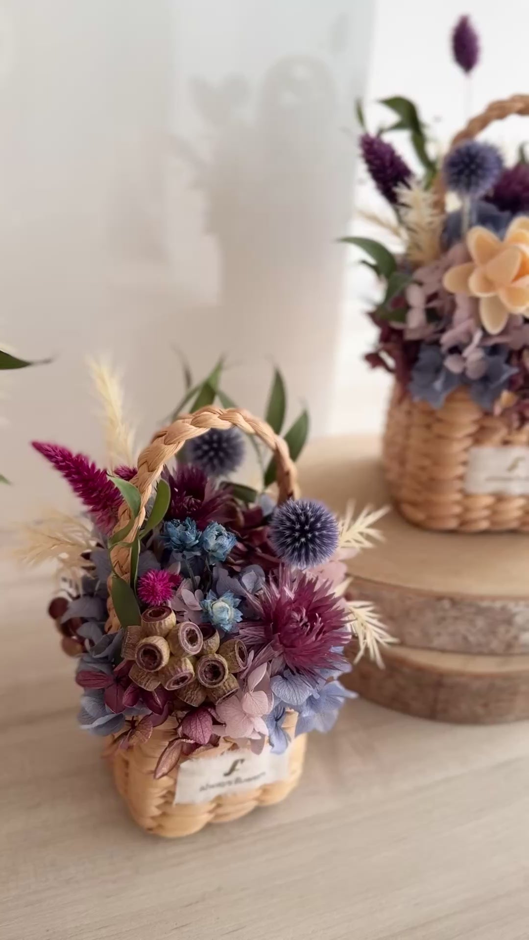 ◆季節限定デザイン◆Flower BAG No.3 ／スクエアカゴバッグ　オーセンティック／ドライ・プリザーブドフラワー